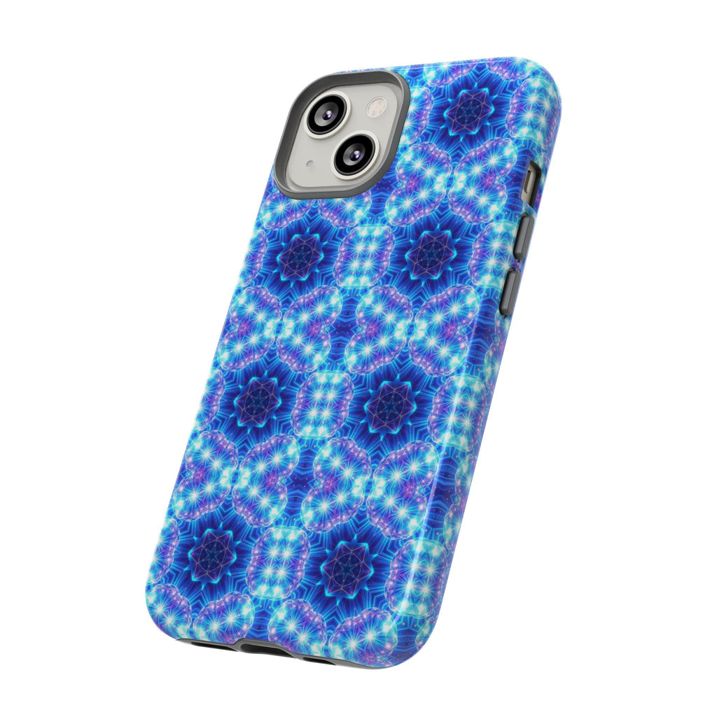 Blue Mandalas with Neon Lights Tough Phone Cases