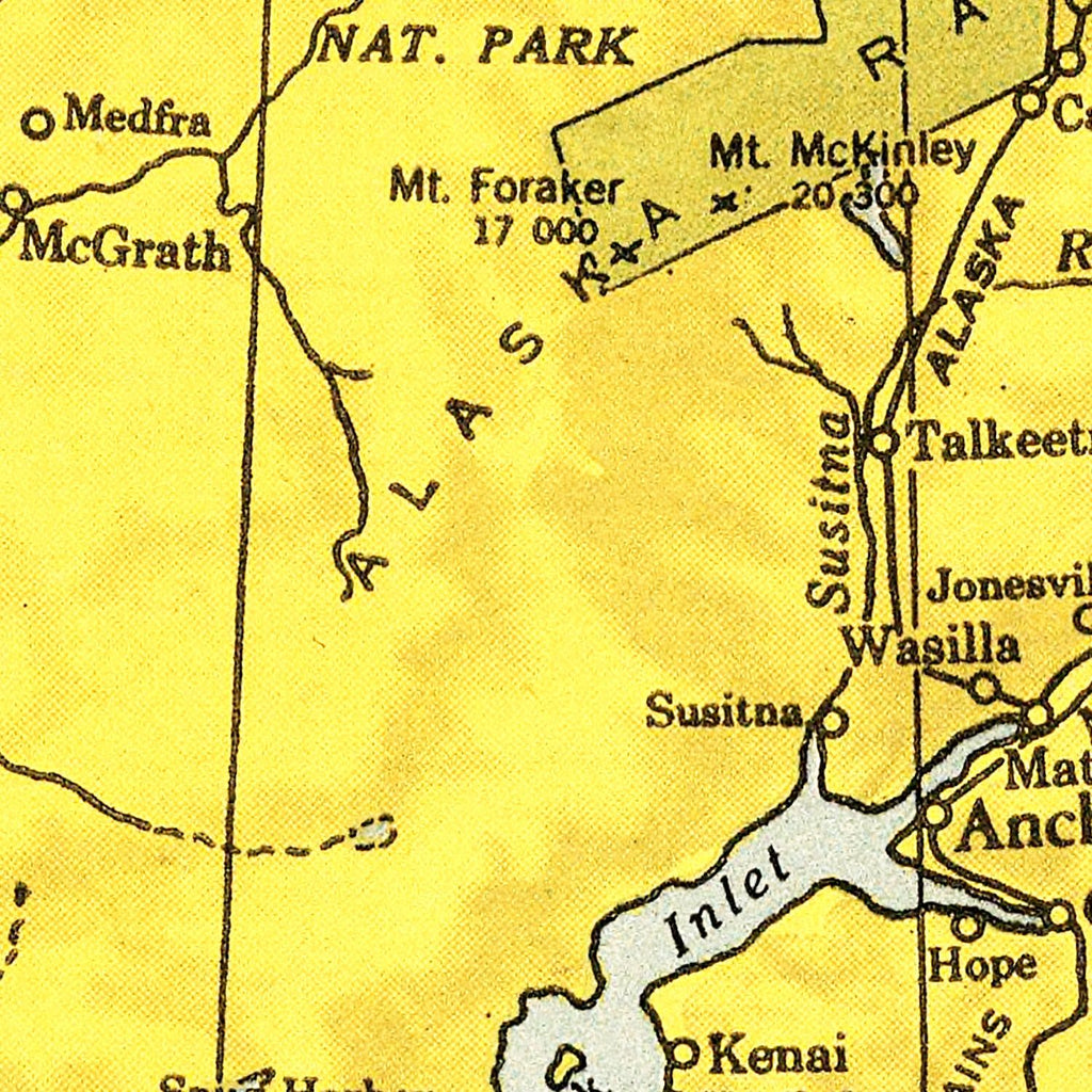 Vintage Map of Alaska 1943