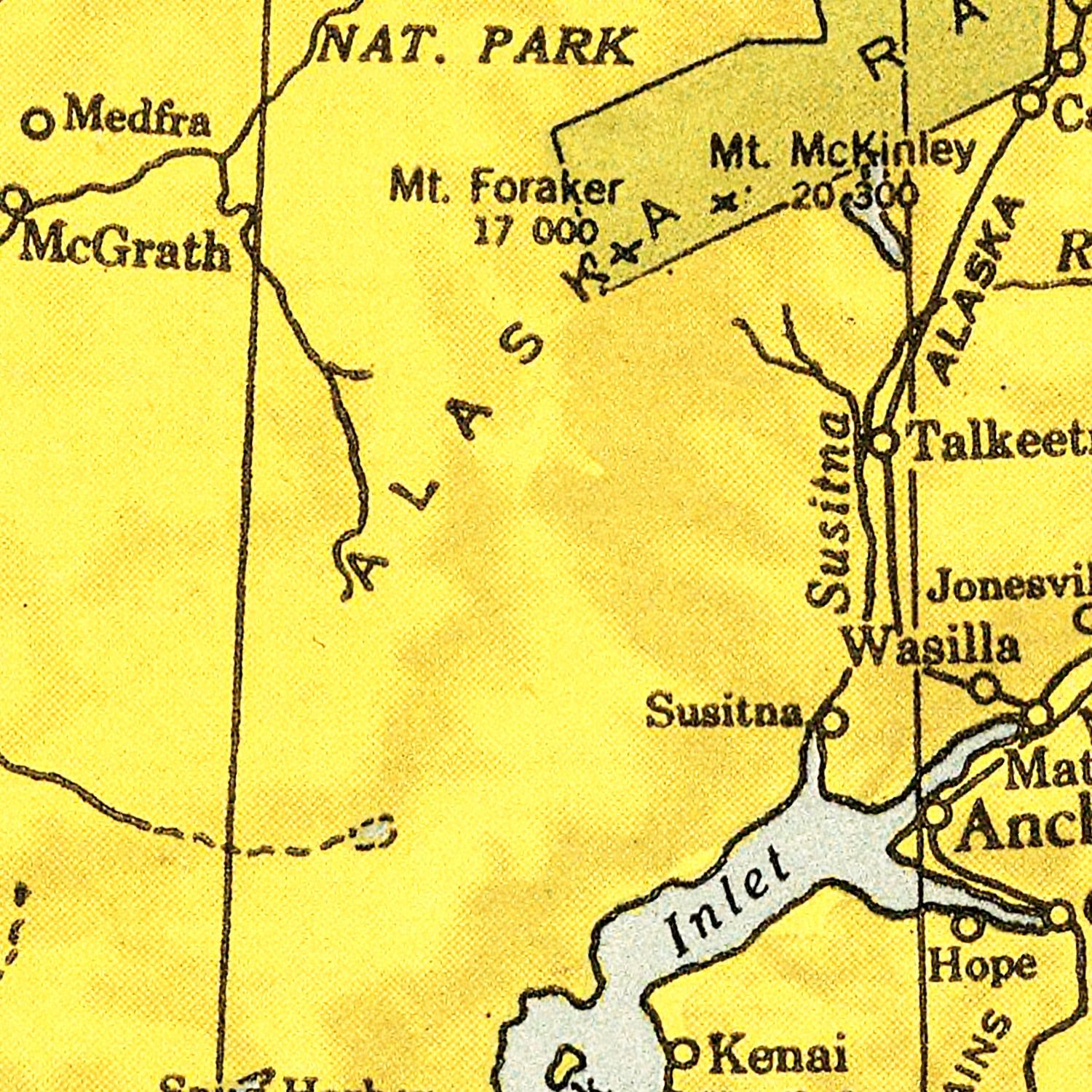 Vintage Map of Alaska 1943