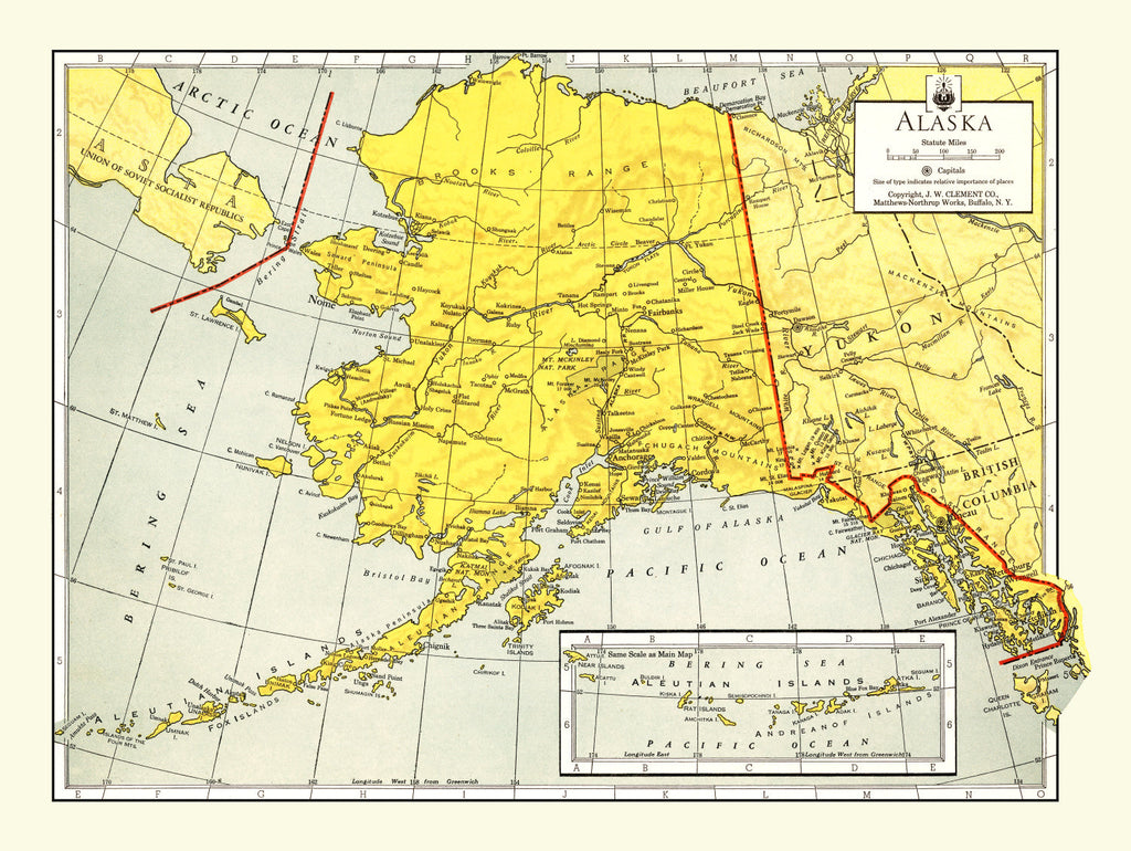Vintage Map of Alaska 1943