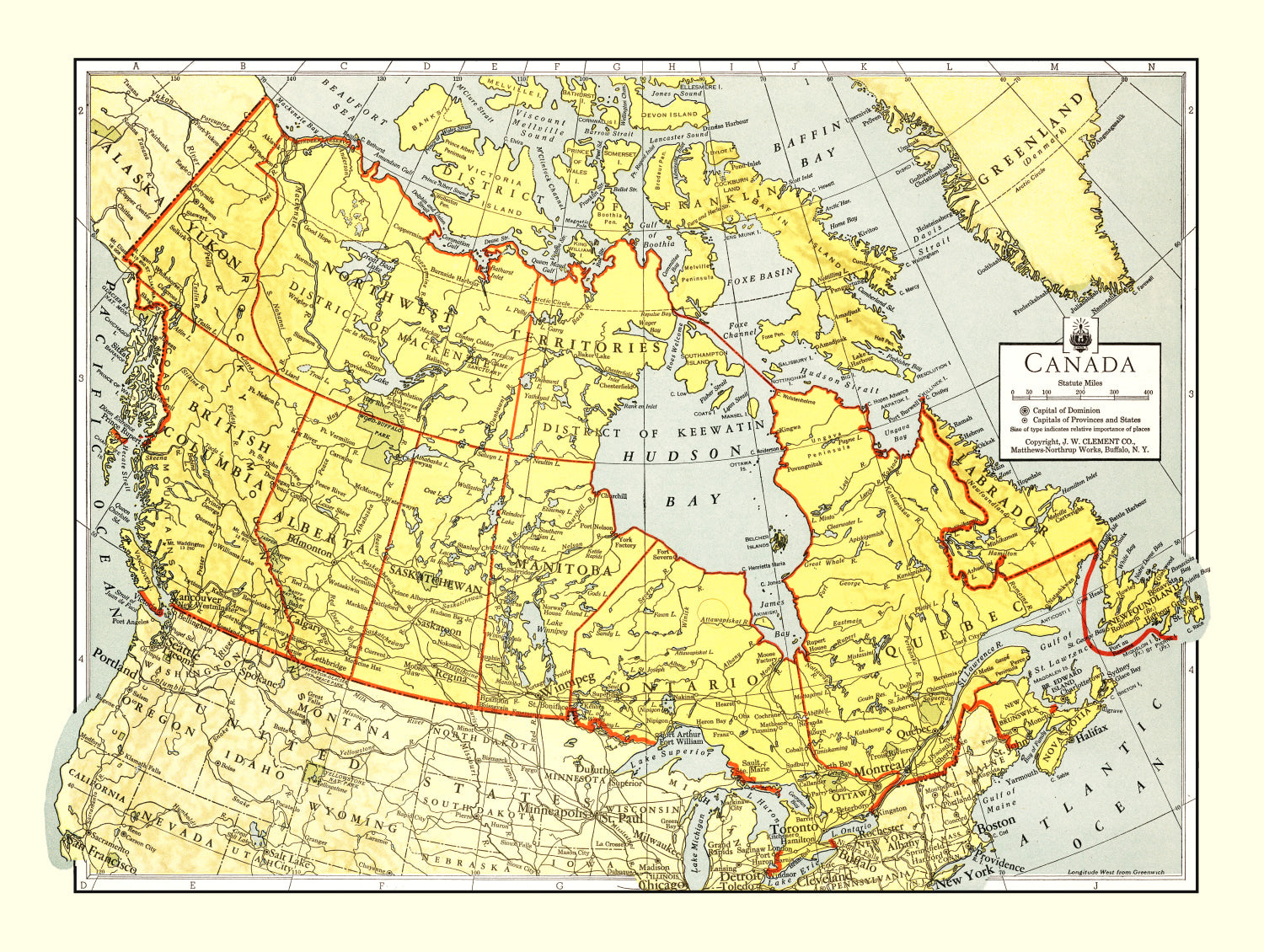 Vintage Map of Canada 1943