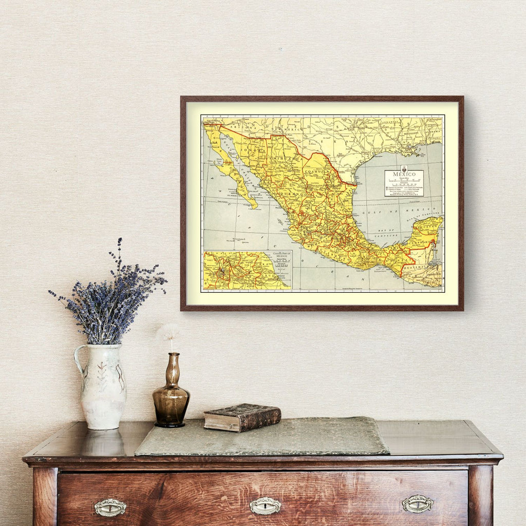 Vintage Map of Mexico 1943