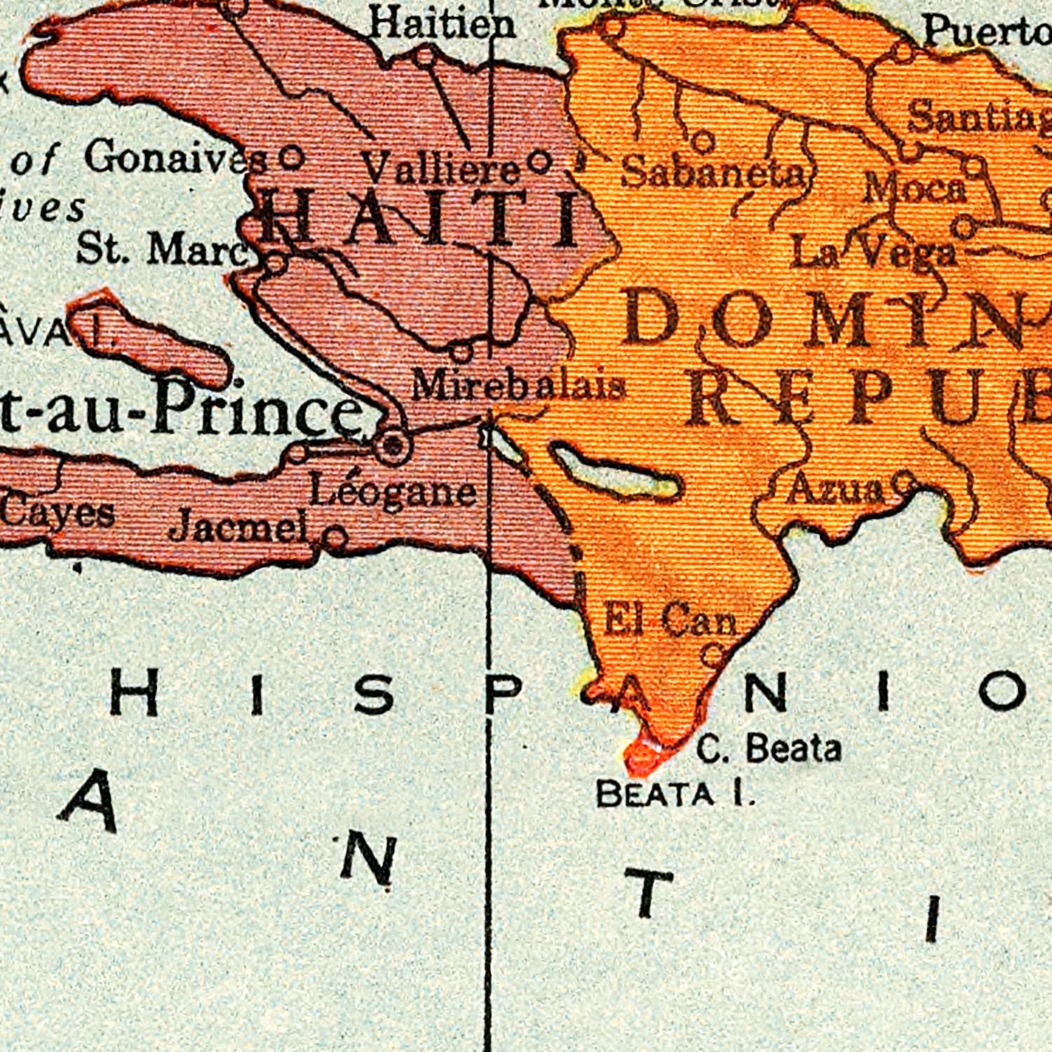 Vintage Map of Caribbean Sea 1943
