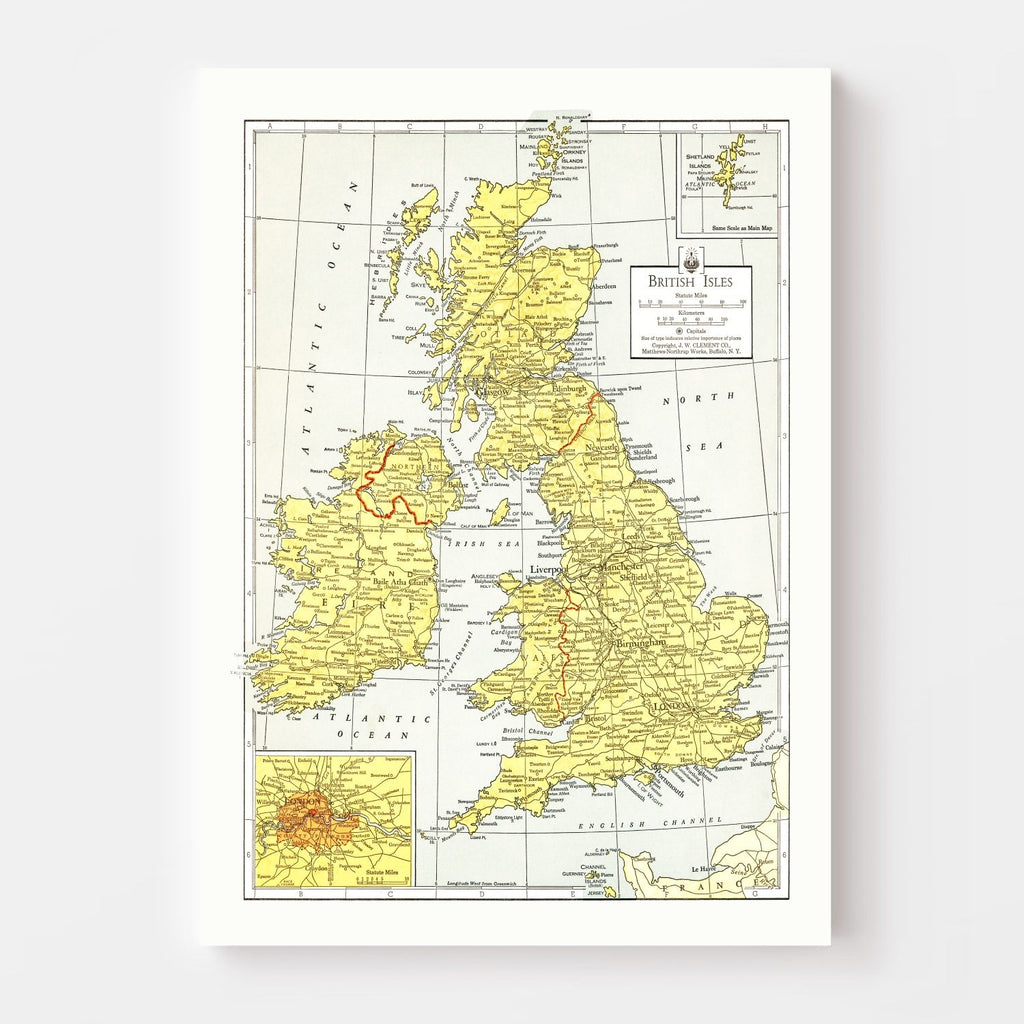 Vintage Map of British Isles 1943