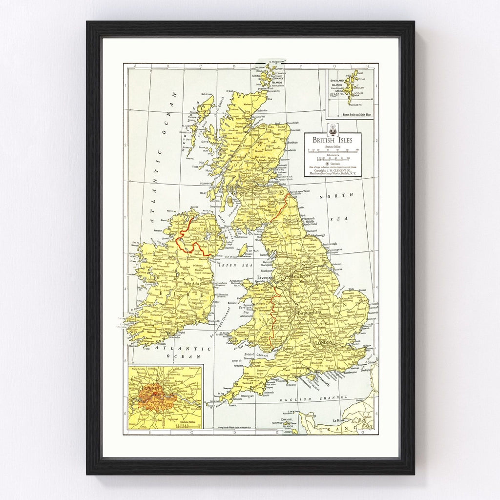 Vintage Map of British Isles 1943