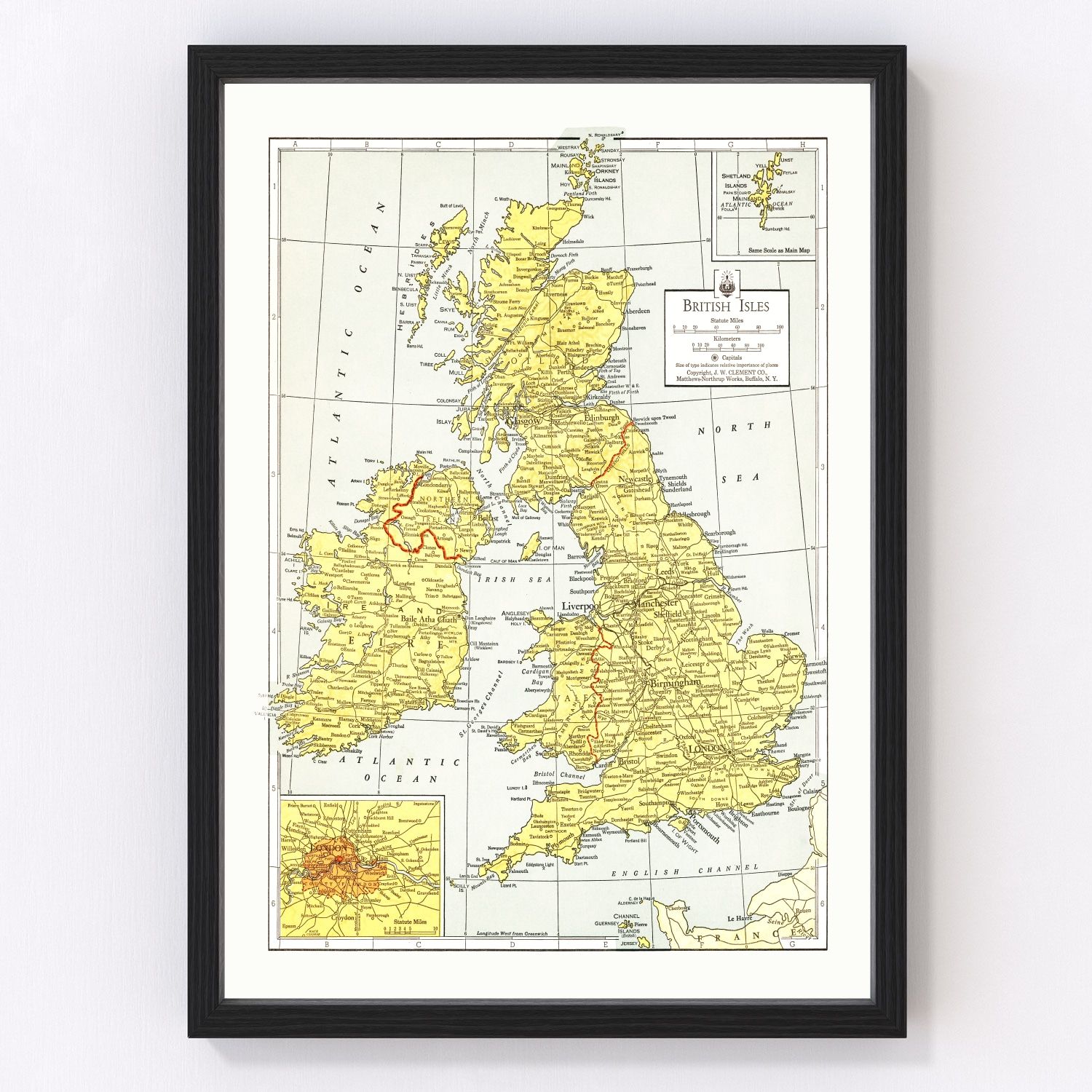Vintage Map of British Isles 1943