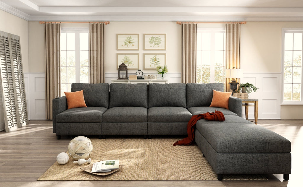 Modern Large Sectional Sofa, U-Shape Modular Sectional Couch with Storage Function,123' Sofa Bed with Ottoman,6 Seat Sectionals Chaise for Living Room,Chenille