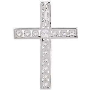 14K White Gold 1 3/8 CTW Natural Diamond Cross Pendant