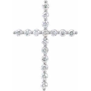 14K White Gold 5/8 CTW Natural Diamond Cross Pendant