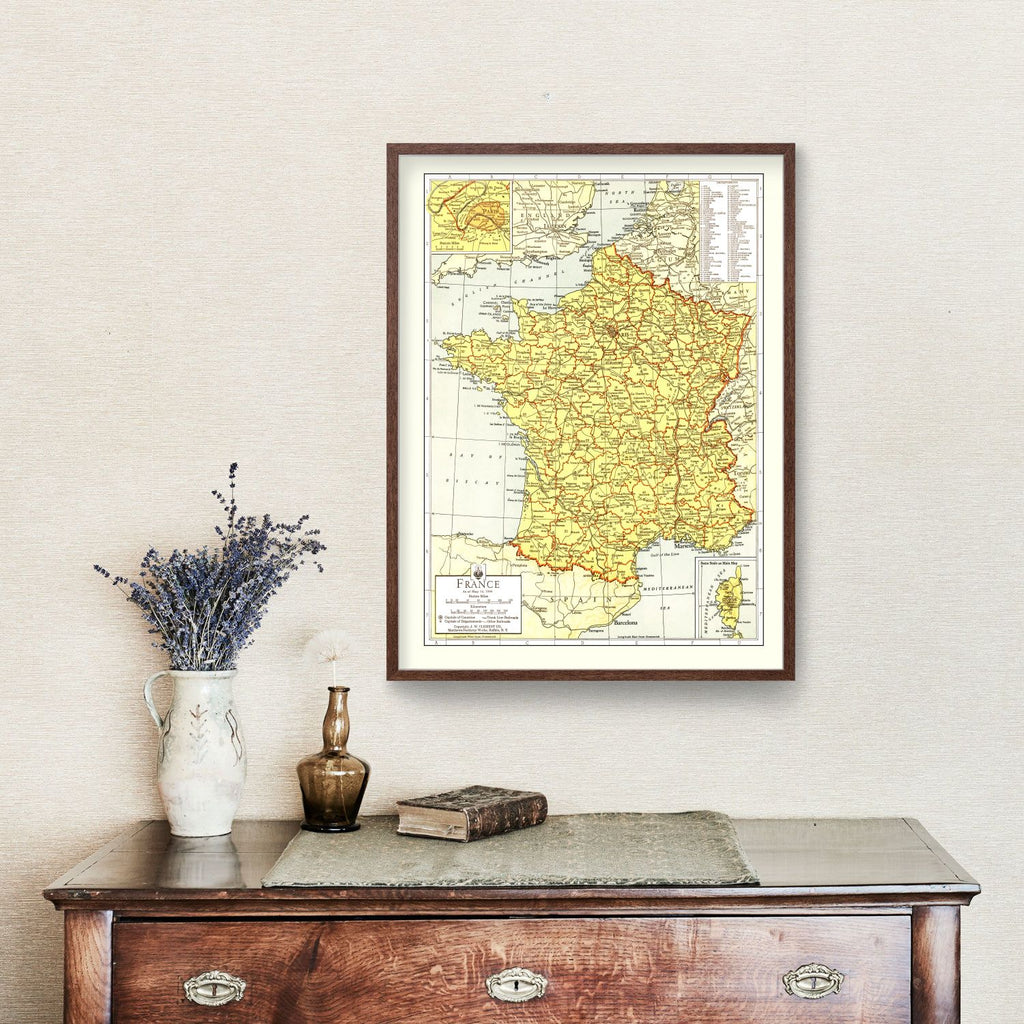 Vintage Map of France 1943