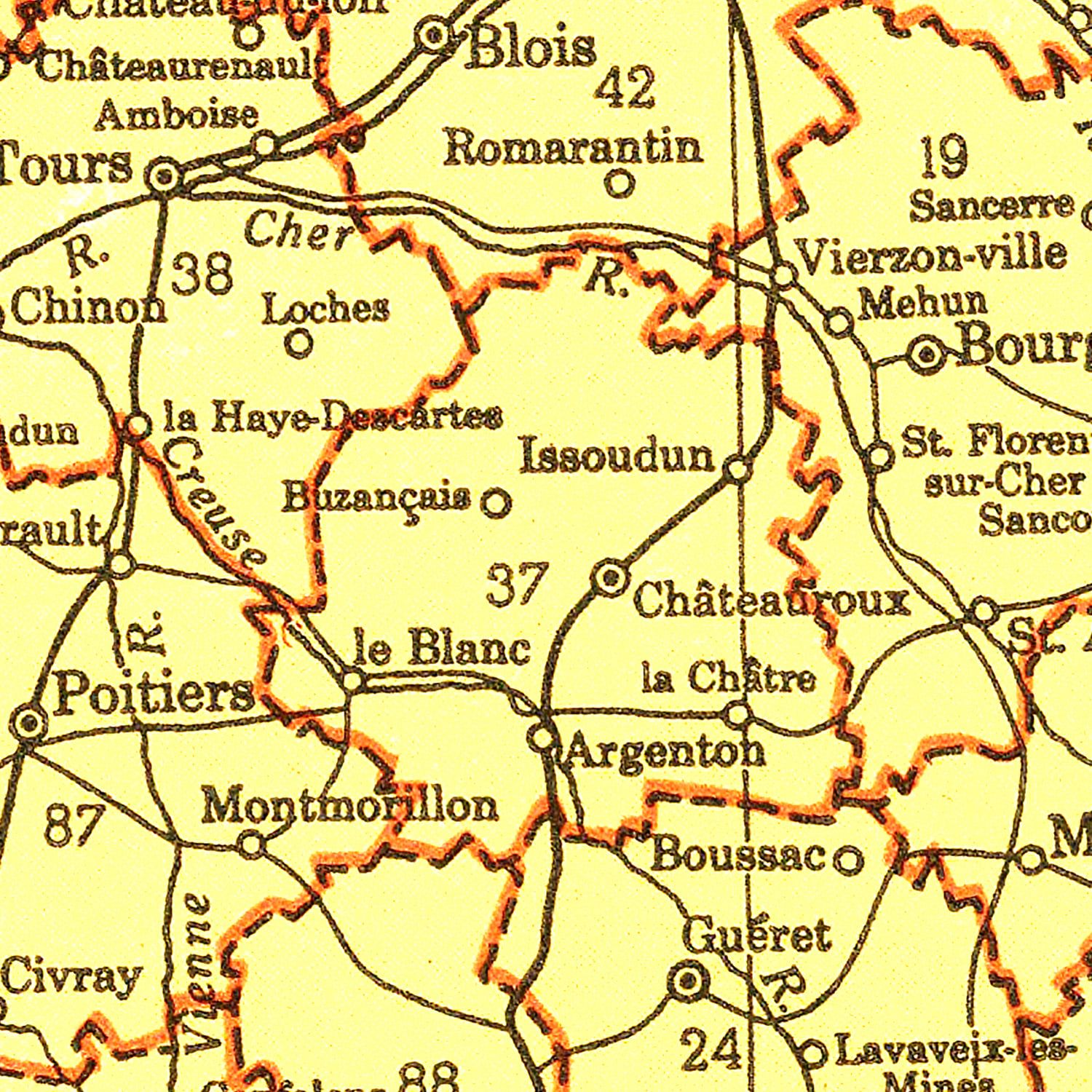 Vintage Map of France 1943