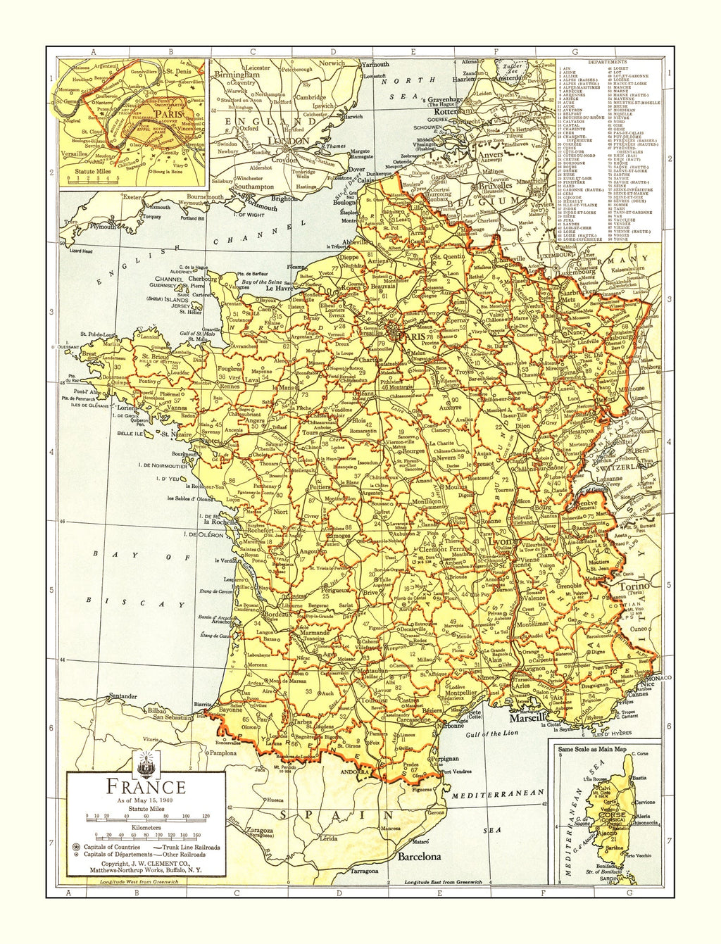Vintage Map of France 1943