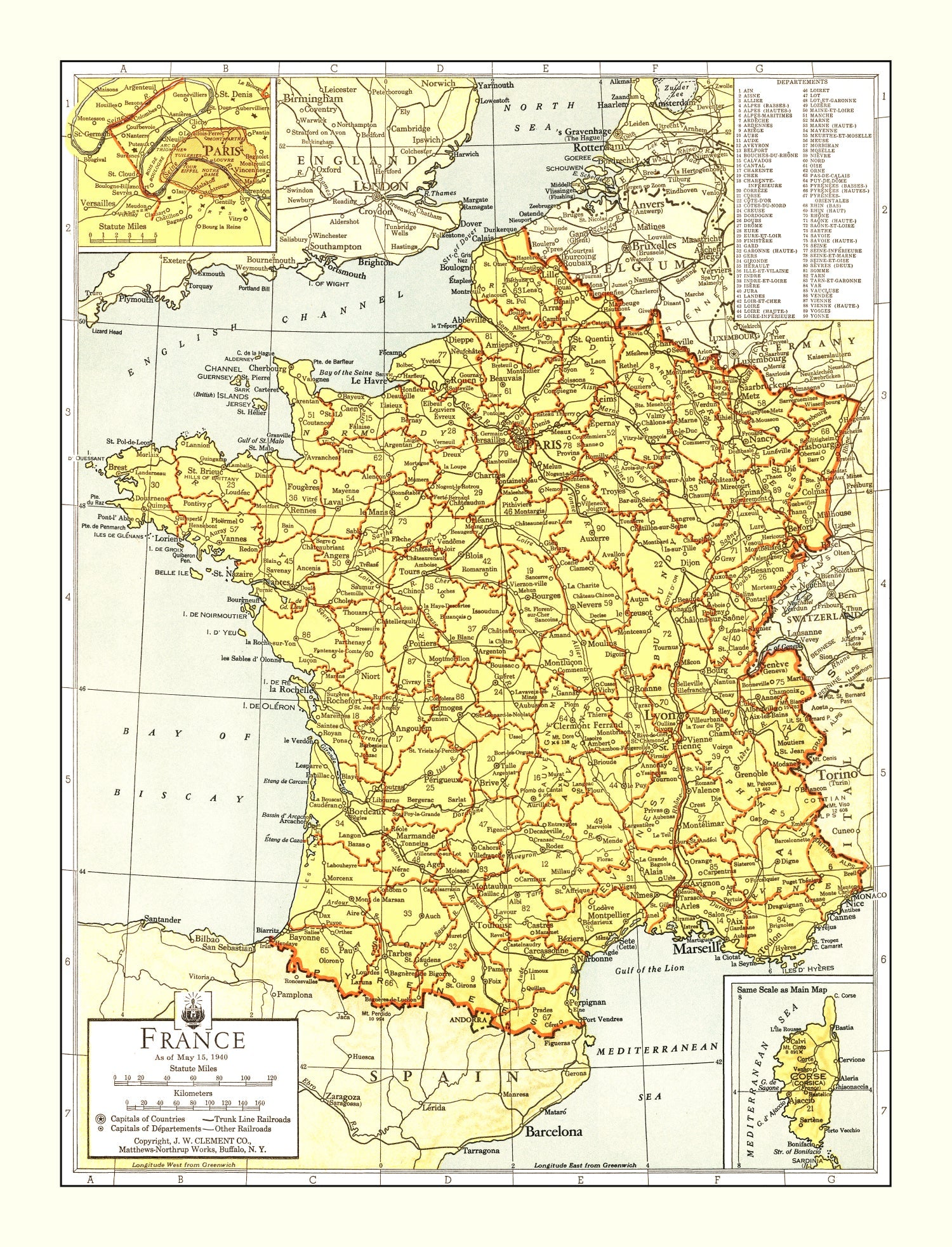 Vintage Map of France 1943