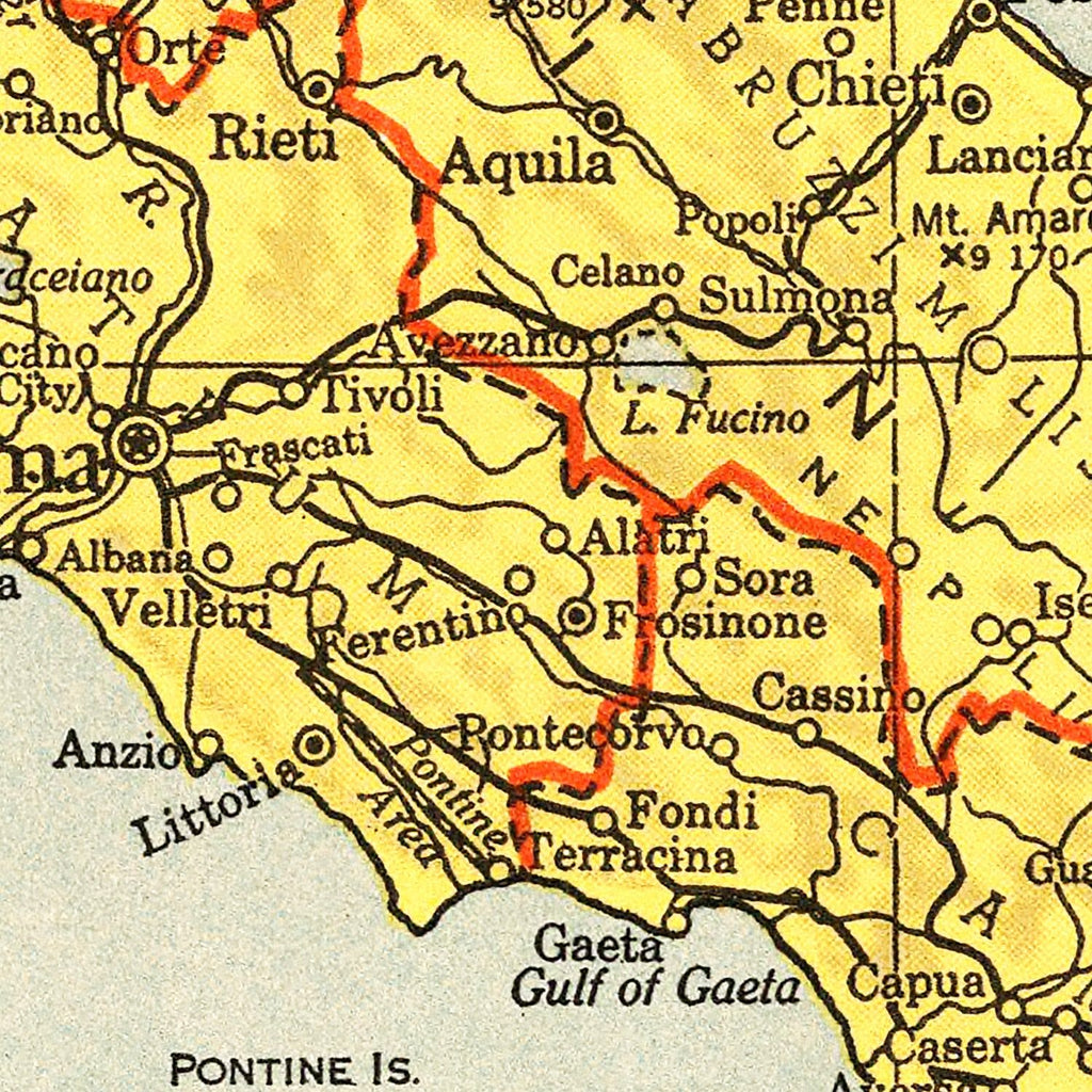 Vintage Map of Italy 1943