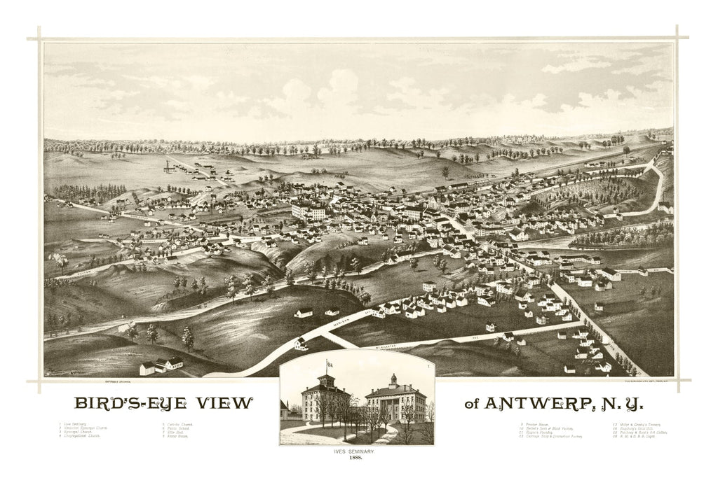 Vintage Map of Antwerp, New York 1888