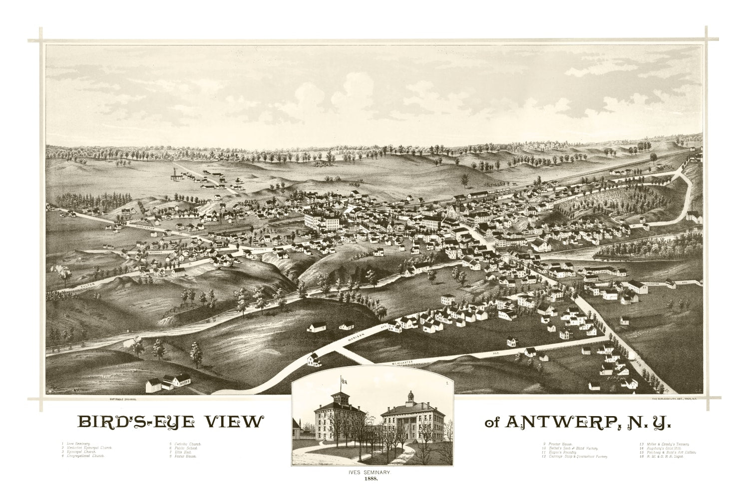 Vintage Map of Antwerp, New York 1888