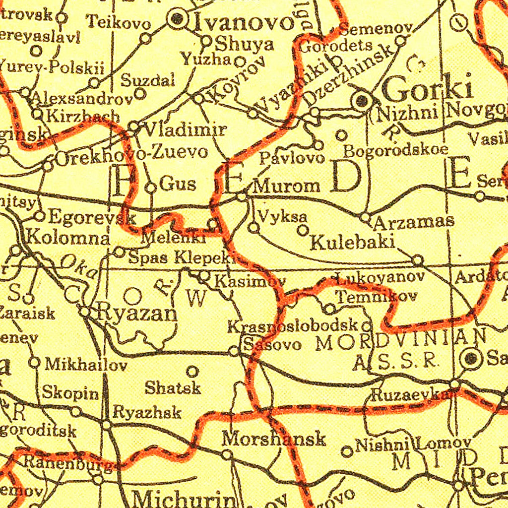 Vintage Map of Soviet Union 1943