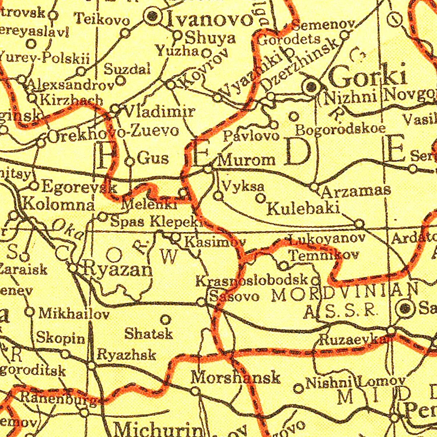 Vintage Map of Soviet Union 1943