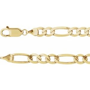 14K Yellow Gold 5.5 mm Figaro 16" Chain