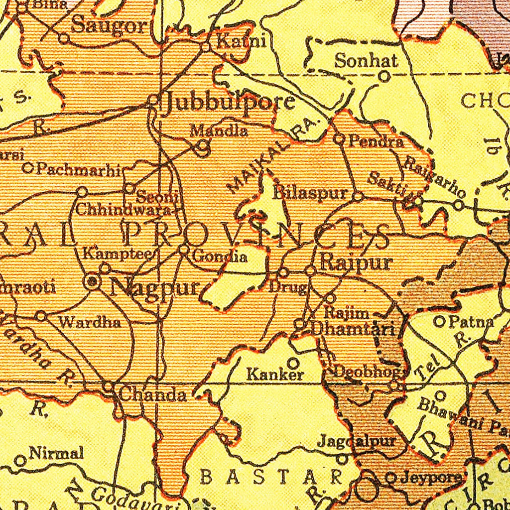 Vintage Map of India 1943