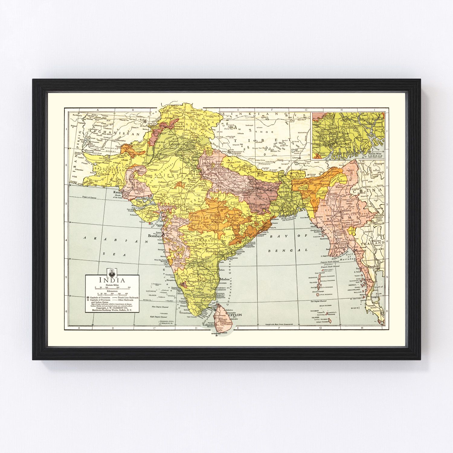 Vintage Map of India 1943