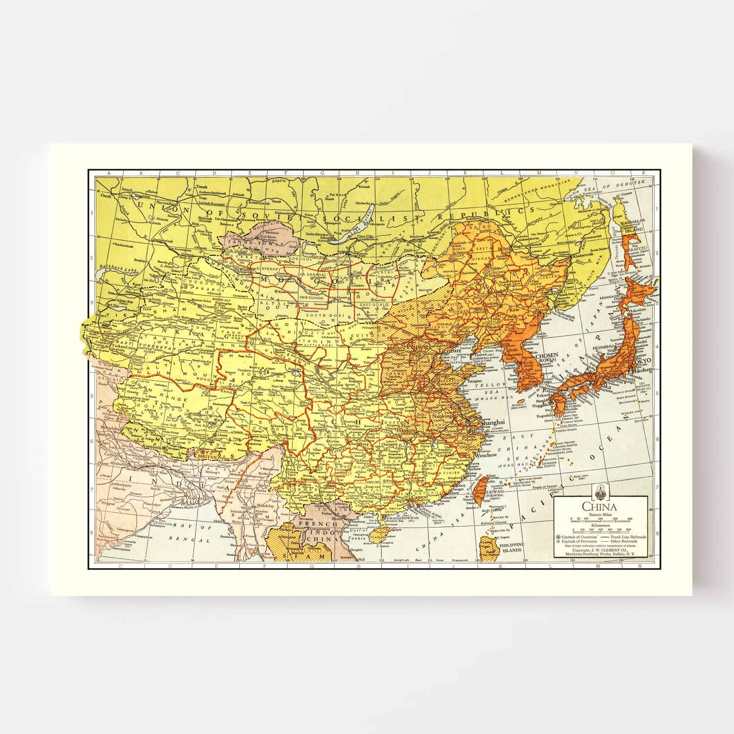 Vintage Map of China 1943
