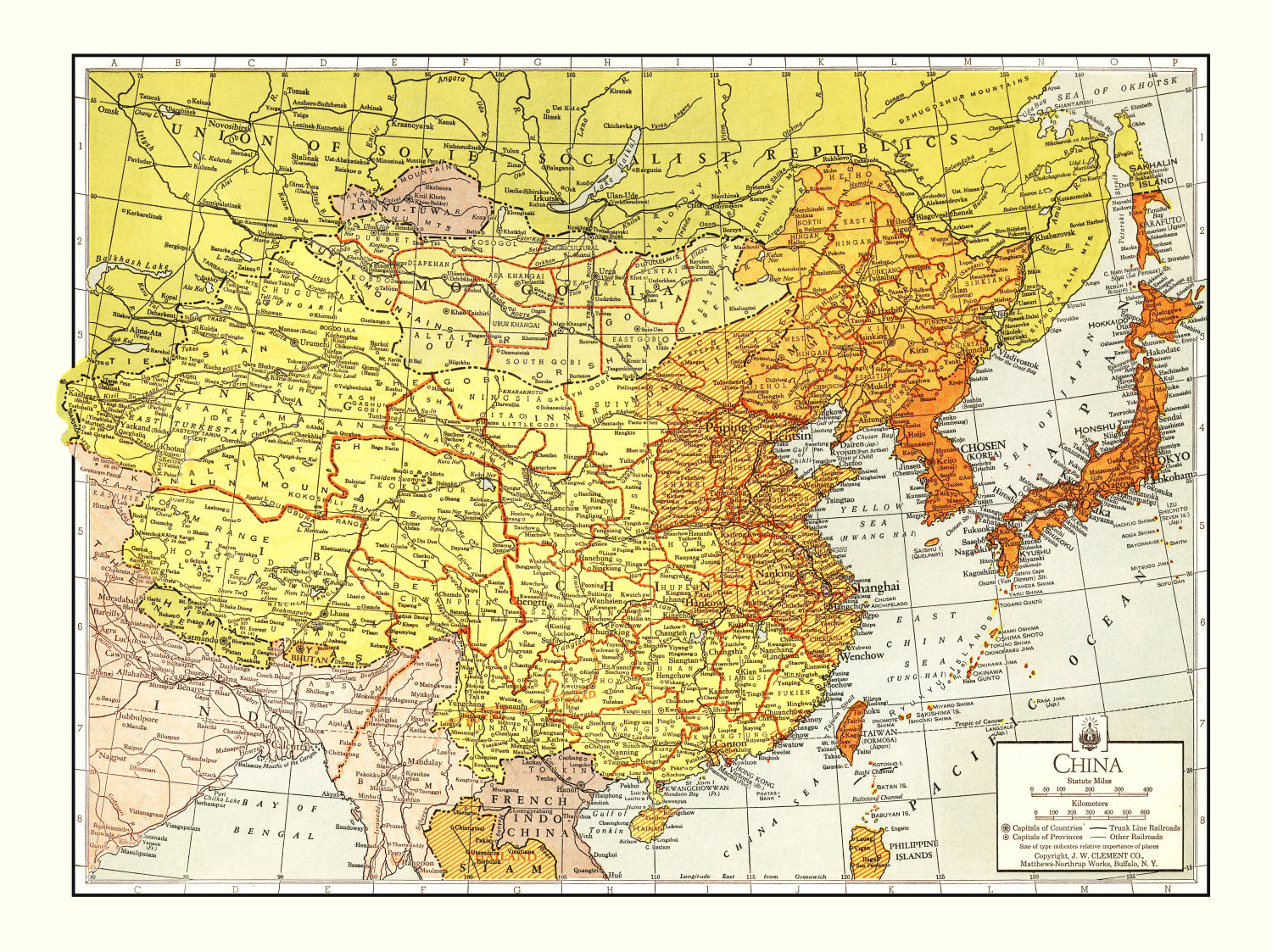 Vintage Map of China 1943