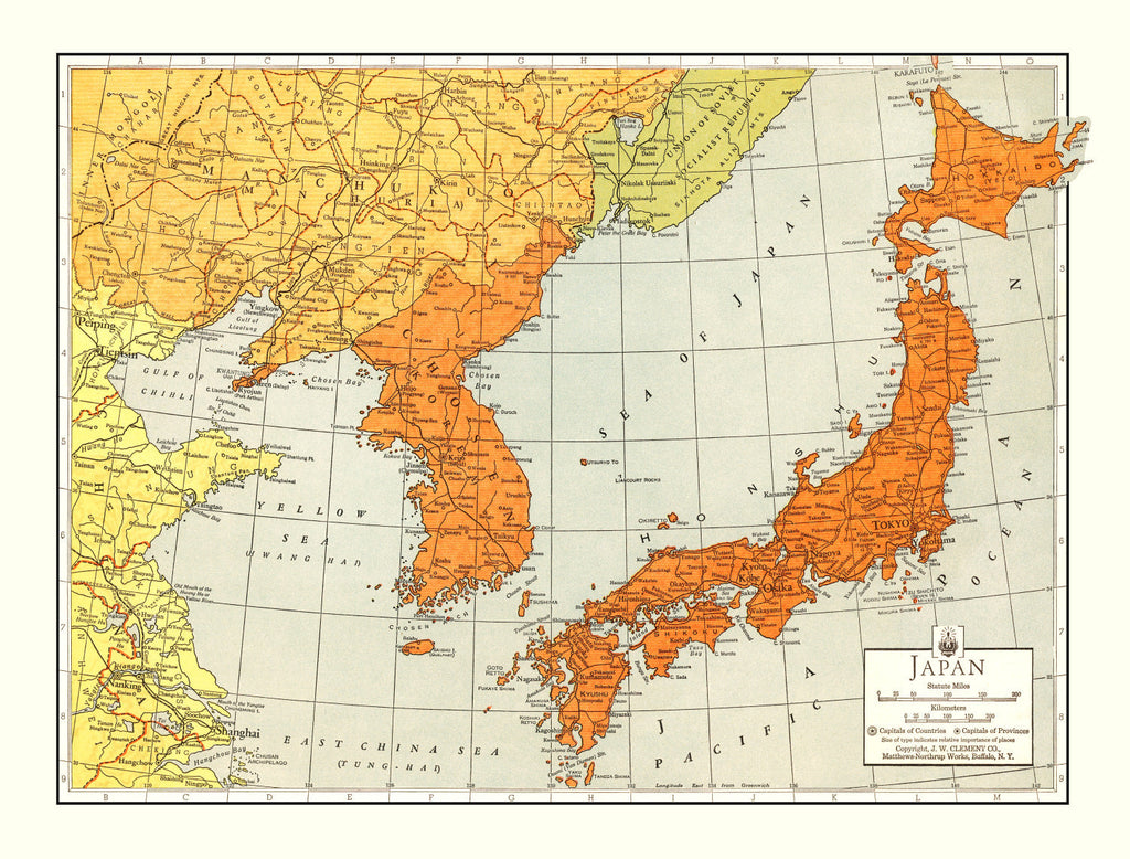 Vintage Map of Japan 1943