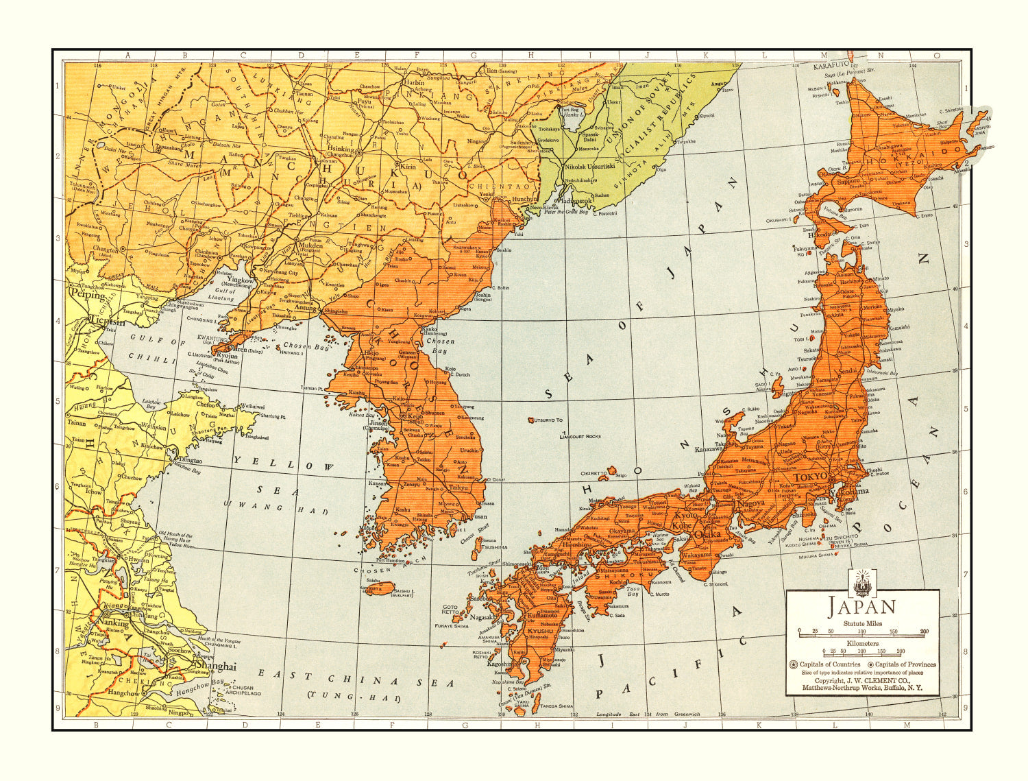 Vintage Map of Japan 1943