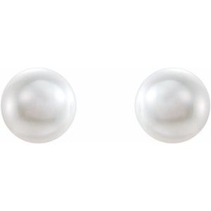 14K Rose Gold Cultured White Akoya Pearl Earrings