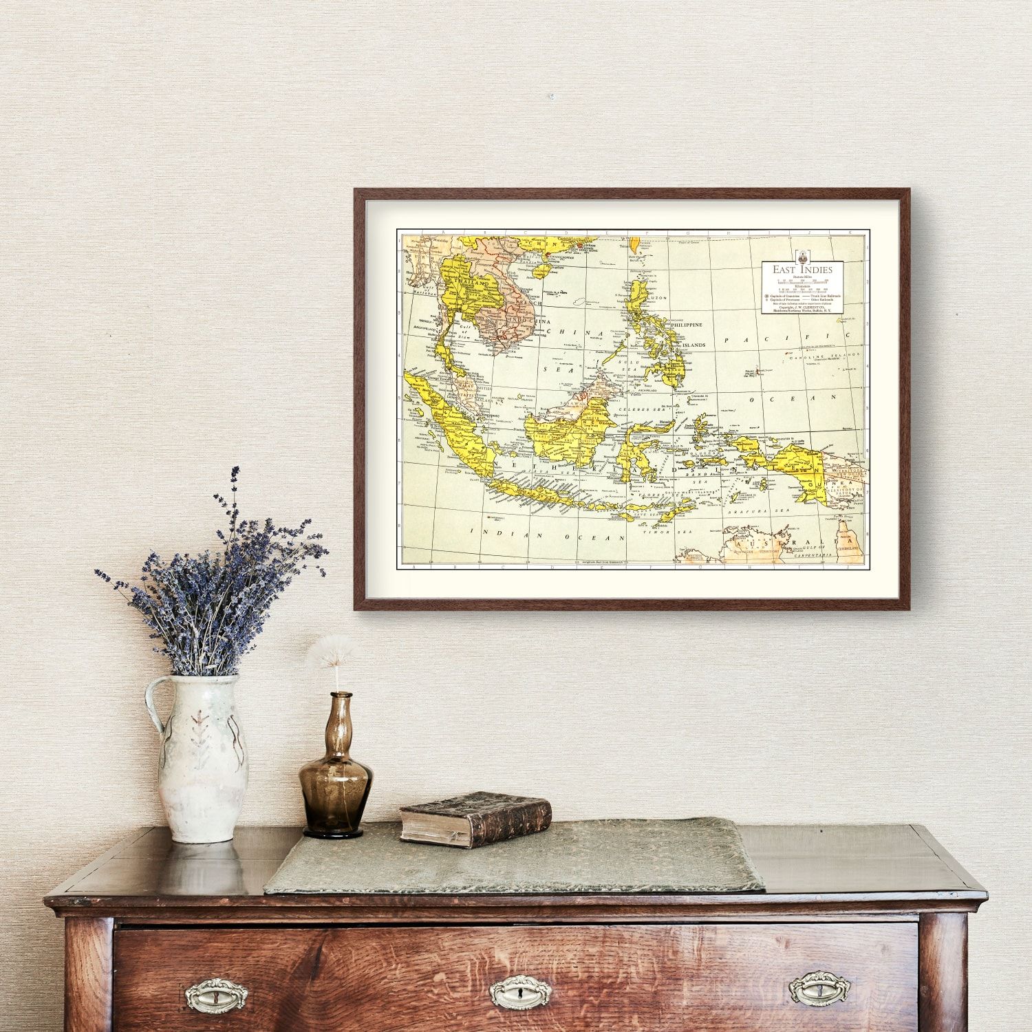Vintage Map of East Indies 1943