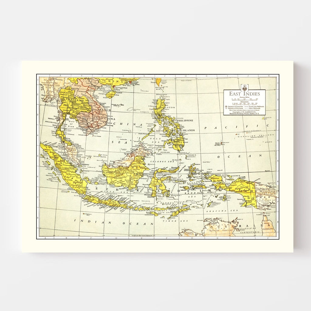 Vintage Map of East Indies 1943