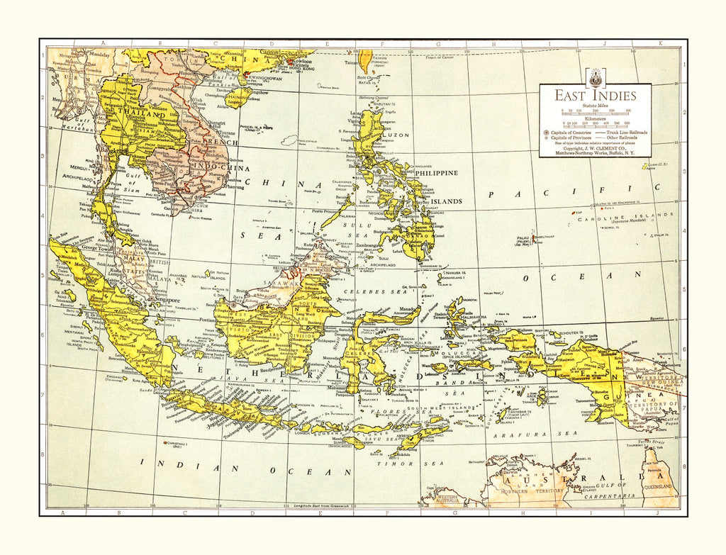 Vintage Map of East Indies 1943
