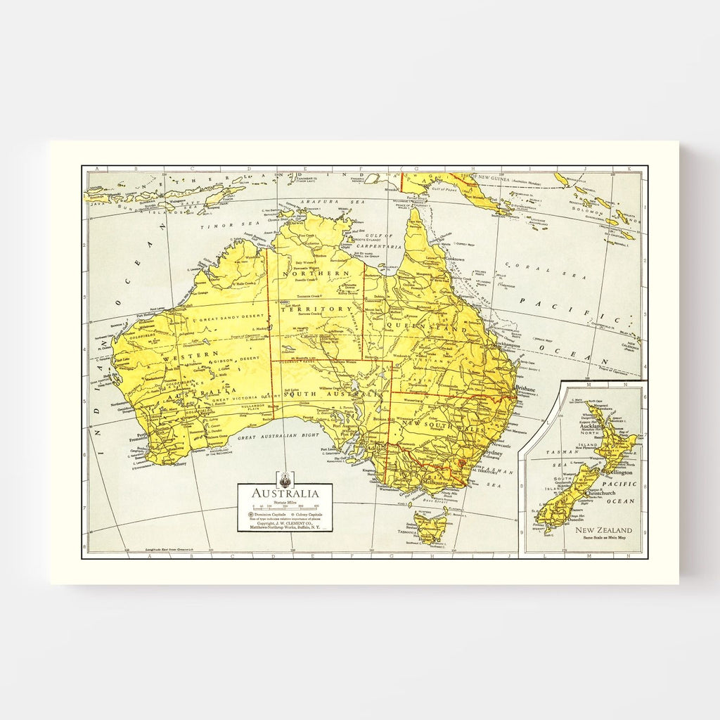 Vintage Map of Australia 1943