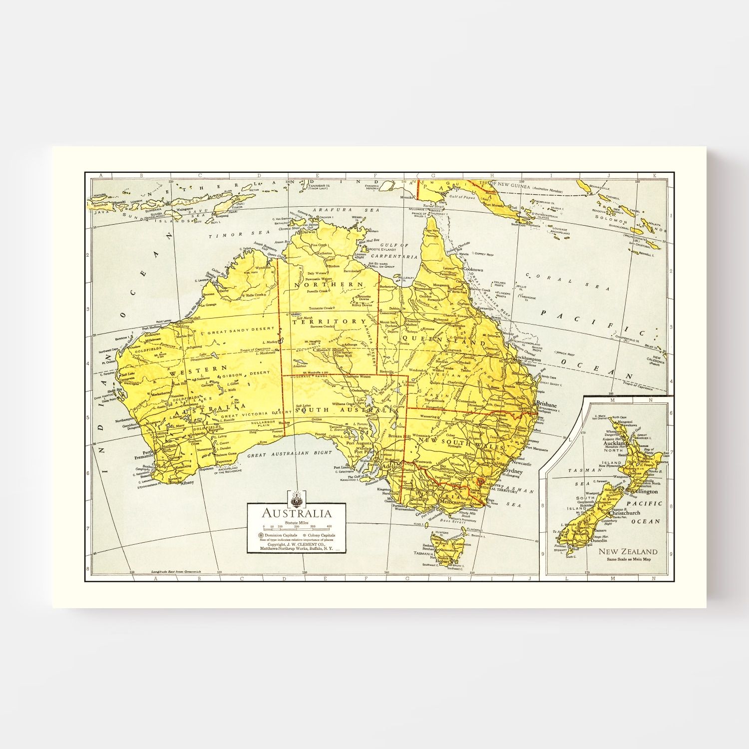 Vintage Map of Australia 1943