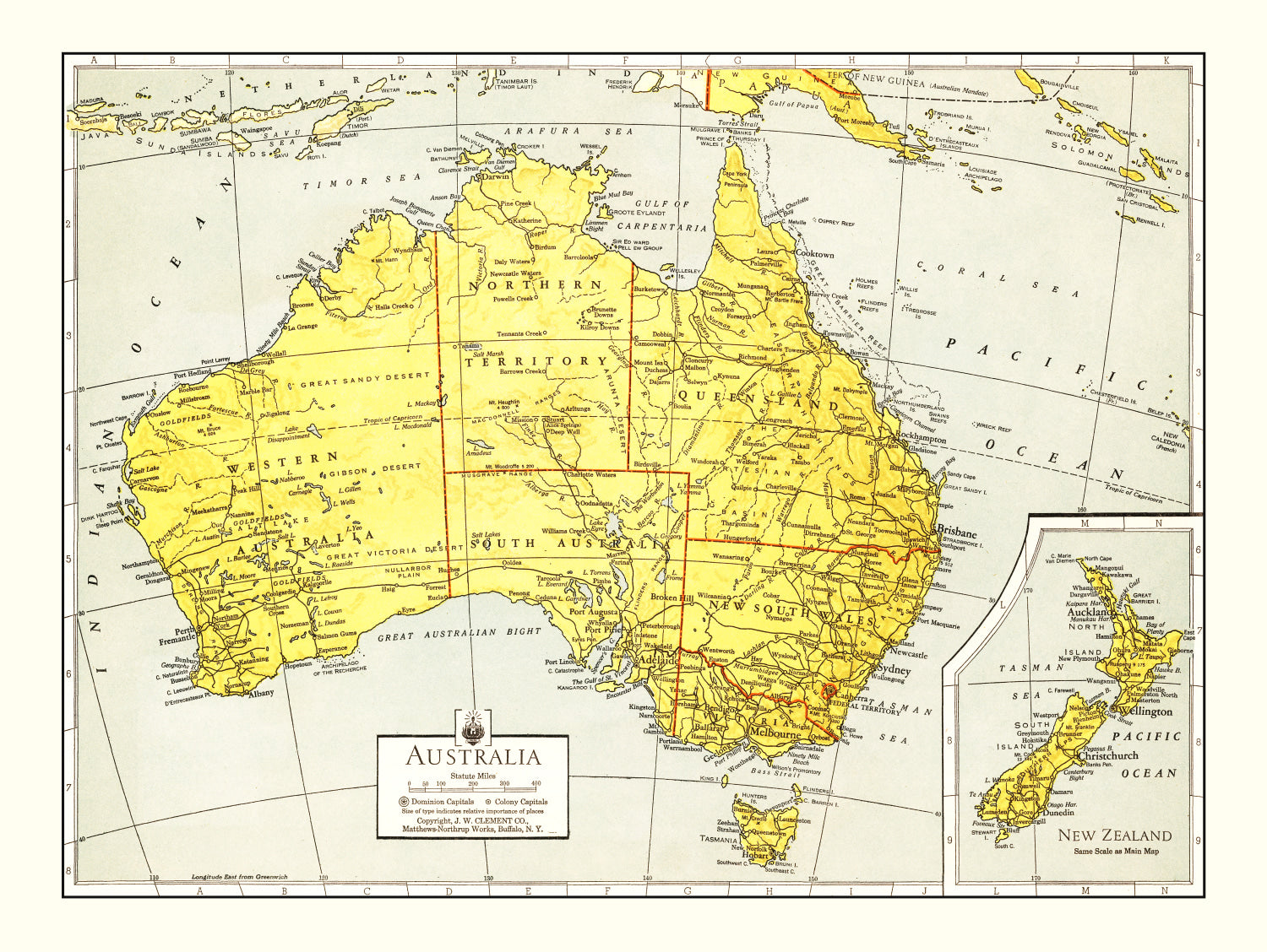 Vintage Map of Australia 1943