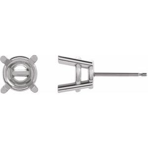 18K White Gold 7.5 mm Round 4-Prong Earring Mounting