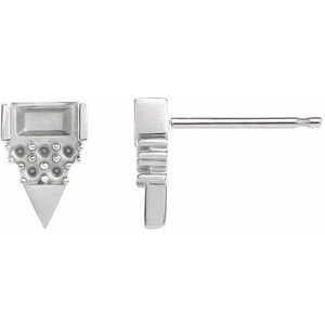 Sterling Silver 4 x 2 mm Straight Baguette Geometric Earring Mounting