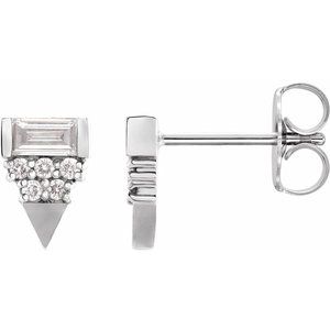Sterling Silver 4 x 2 mm Straight Baguette Geometric Earring Mounting – image 2