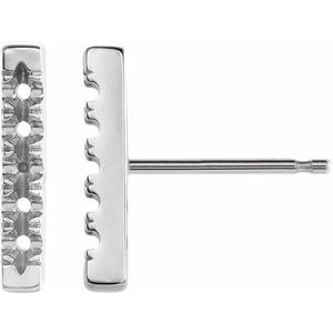 Sterling Silver 1.5 mm Round French-Set Bar Earring Mounting