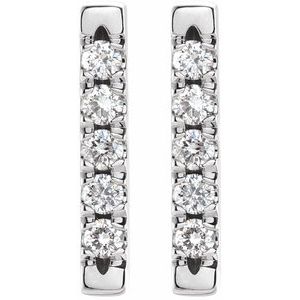 Sterling Silver 1/8 CTW Natural Diamond French-Set Bar Earrings – image 2
