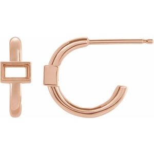 14K Rose Gold 3.5x2 mm Straight Baguette Huggie Earring Mounting
