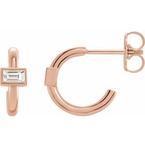 14K Rose Gold 1/5 CTW Natural Diamond Huggie Hoop Earrings