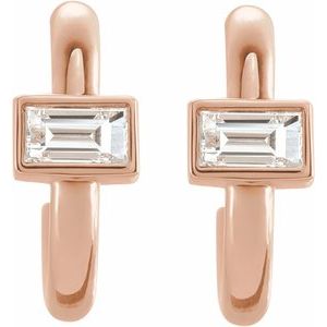 14K Rose Gold 1/5 CTW Natural Diamond Huggie Hoop Earrings – image 2