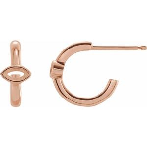 14K Rose Gold 4x2 mm Marquise Huggie Earring Mounting