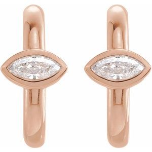 14K Rose Gold 1/8 CTW Natural Diamond Huggie Hoop Earrings – image 2