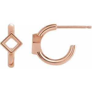 14K Rose Gold 3x3 mm Square Huggie Earring Mounting