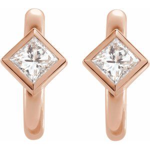 14K Rose Gold 1/3 CTW Natural Diamond Huggie Hoop Earrings – image 2