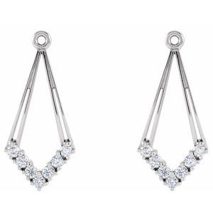 14K White Gold 1/4 CTW Natural Diamond Earring Jackets – image 2