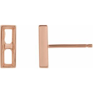 14K Rose Gold 3.25x1.75 mm Straight Baguette Bar Earring Mounting